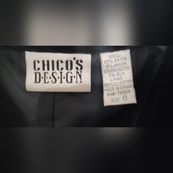 Vintage Chico's Patchwork Silk- Polyester Blend Button Jacket - Picture 6 of 6